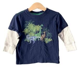 Hanna Andersson Dinosaur Graphic Tee - Layered Look - Navy Blue - 2 or 80/85cm